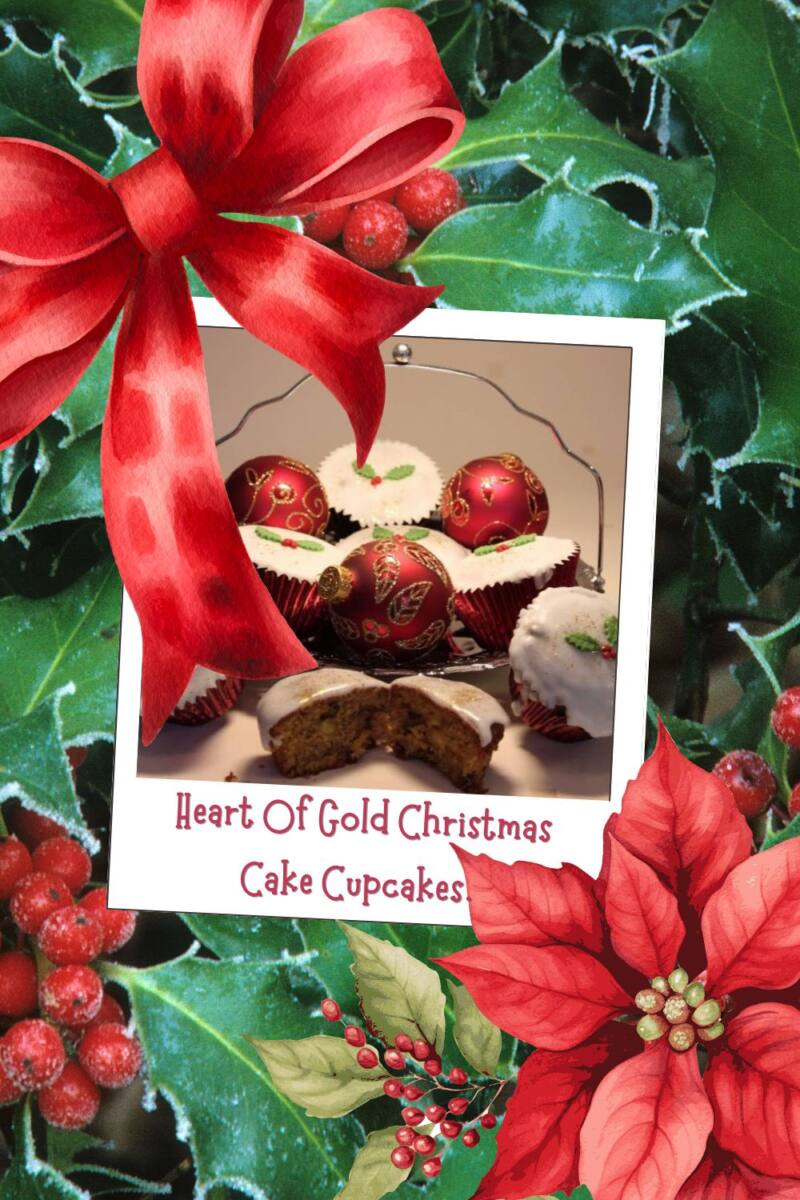 Heart Of Gold Christmas Cake Cupcakes: