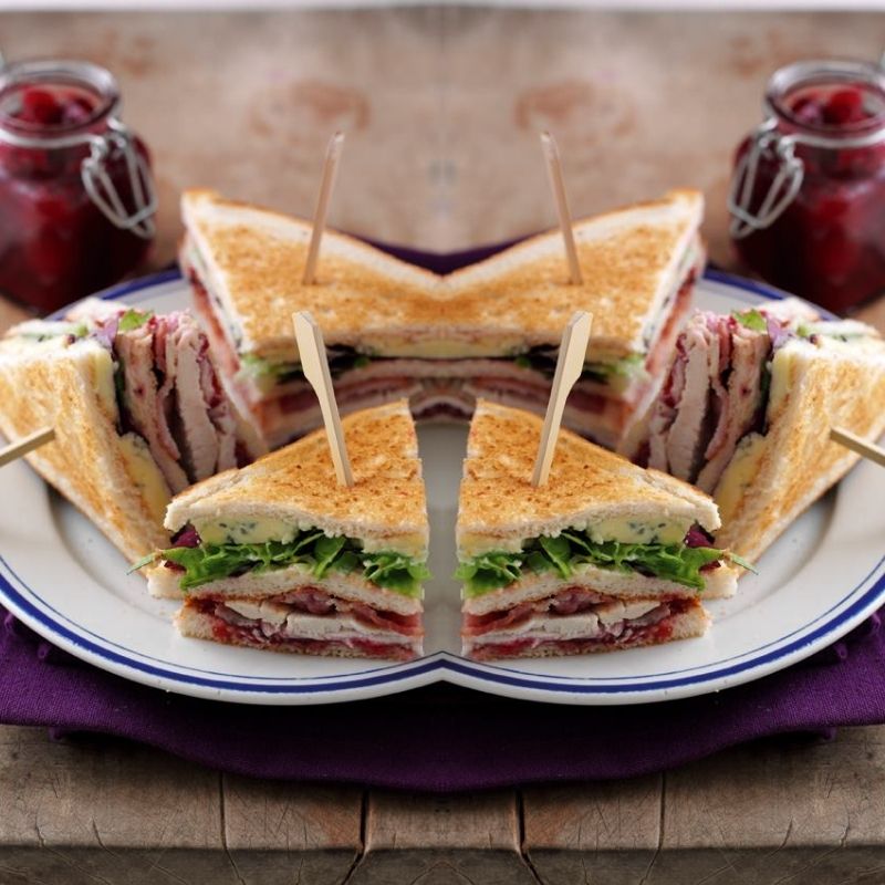 Turkey Club Sandwiches For Afternoon Tea. Turkey Club Sandwiches For Afternoon Tea.