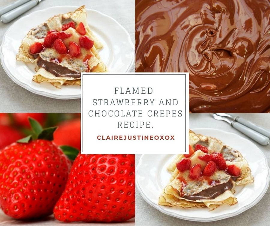 Flamed Strawberry and Chocolate Crepes Recipe