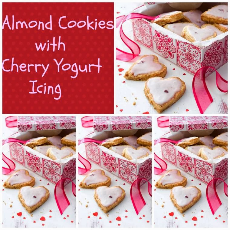 Almond Cookies With Cherry Yogurt Icing