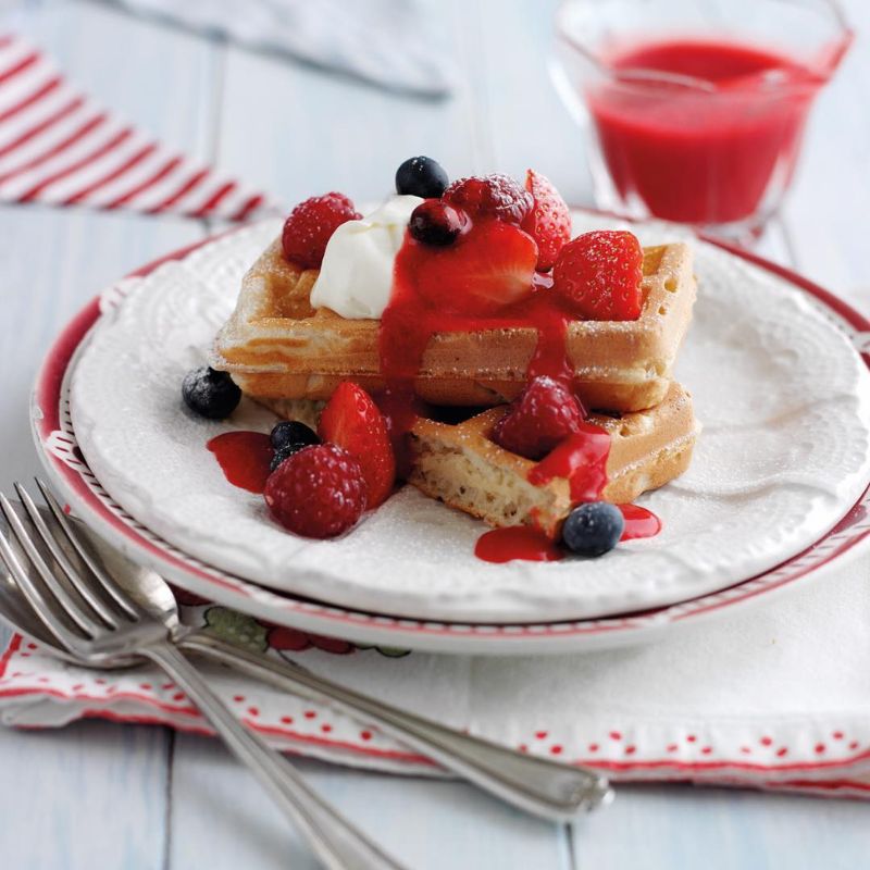 Easy & Festive 4th Of July Waffles With Fresh Berries!
