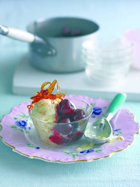 Caramelised Cherries With Amaretti Semi Freddo