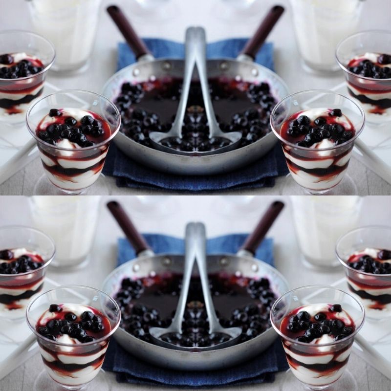 Caramel Poached Blueberries With Crème Fraiche