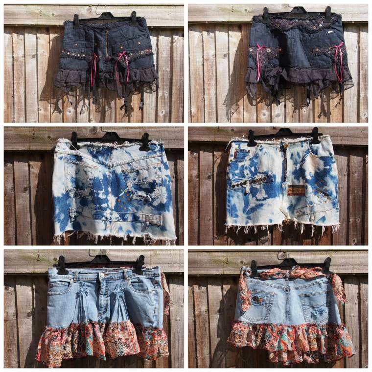7 Old Pairs Of Jeans Up-cycled Into Unique Skirts