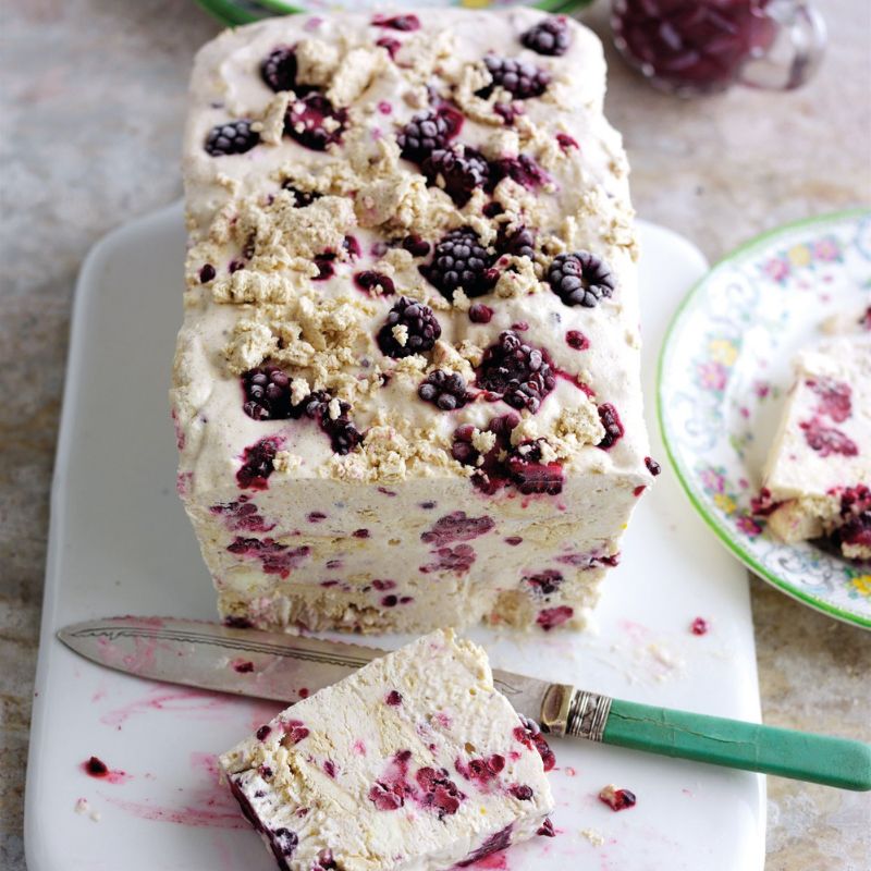 Halva And Blackberry Ice Cream With Blackberry Sauce