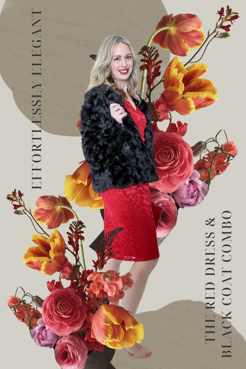 Effortlessly Elegant: The Red Dress & Black Coat Combo