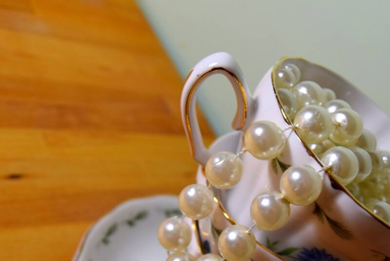 Shabby Chic Style China Cups And Pearls