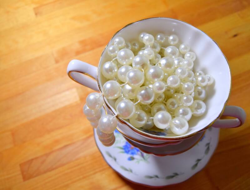 Shabby Chic Style China Cups And Pearls