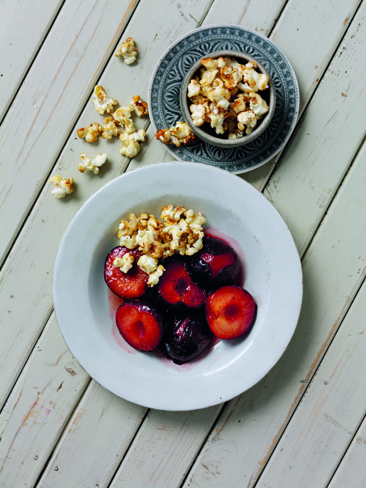 Bubble Gum Plums With Caramelised Popcorn