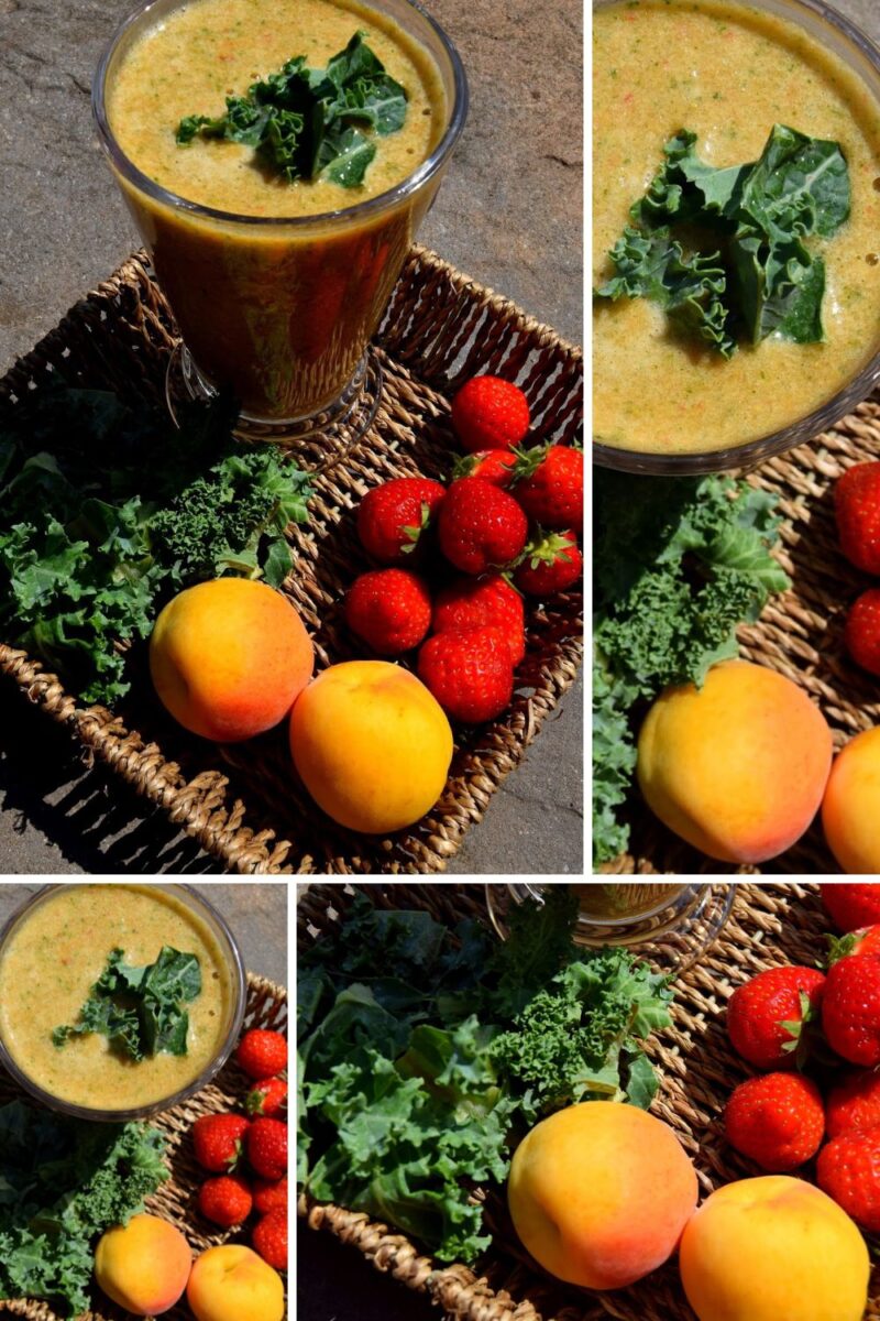 Apricot, Strawberries And Kale Smoothie