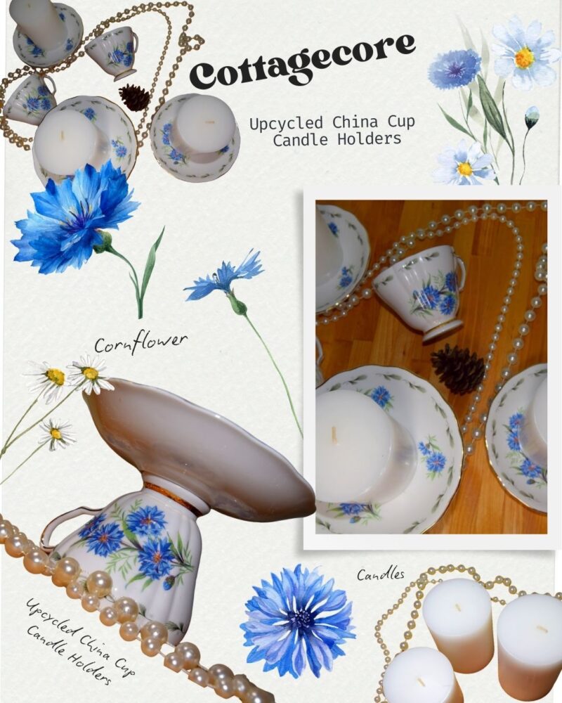 Cottagecore Charm: Upcycled China Cup Candle Holders