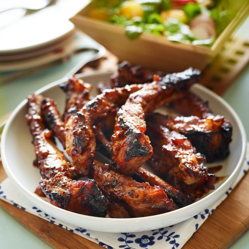 Spiced Marmalade Glazed Pork Ribs with Fresh Radish Salad
