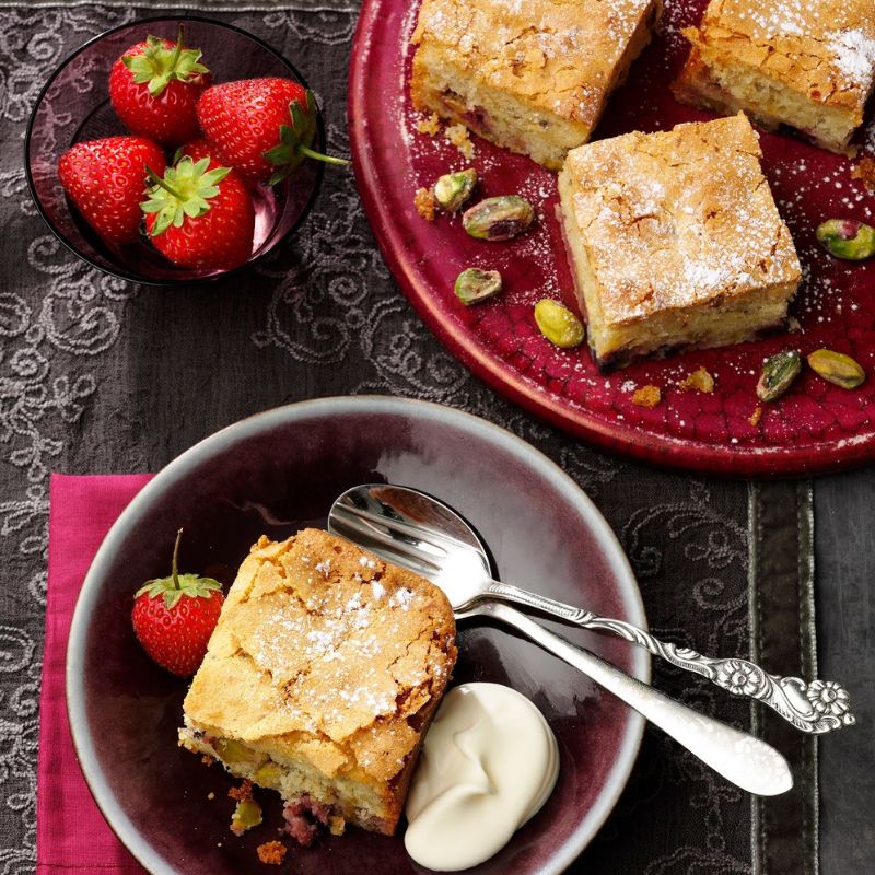 White Chocolate And Pistachio Sponge Blondies