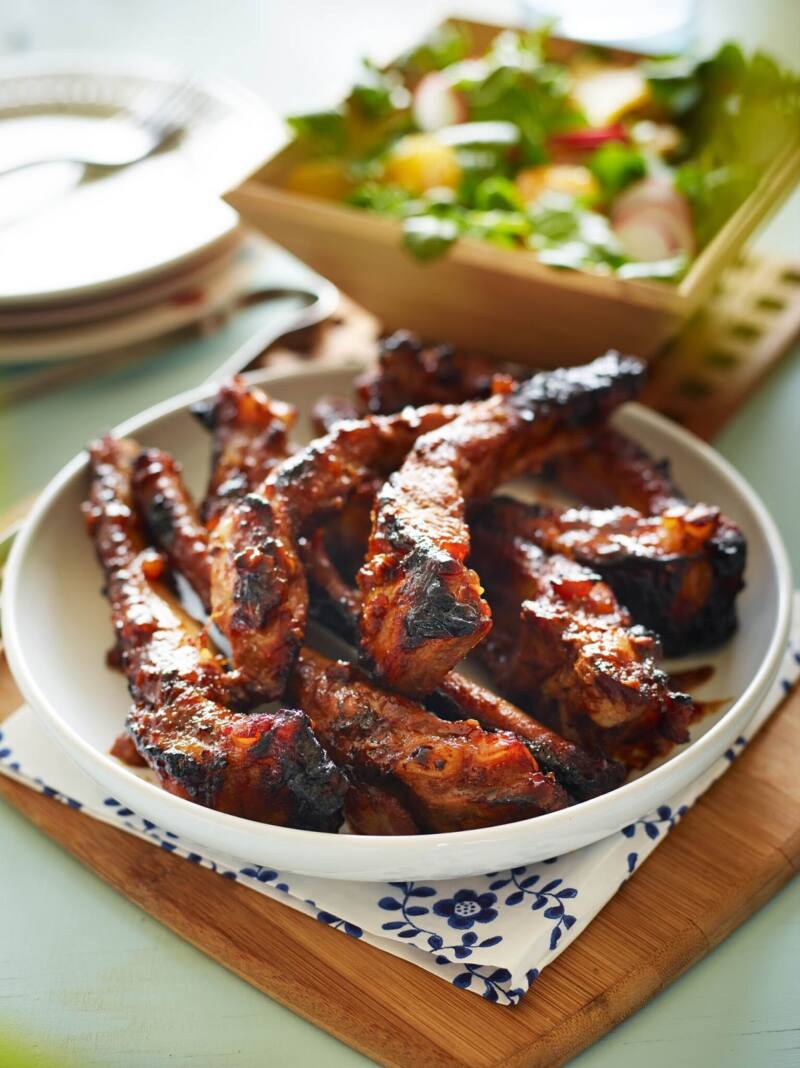 Spiced Marmalade Glazed Pork Ribs with Fresh Radish Salad