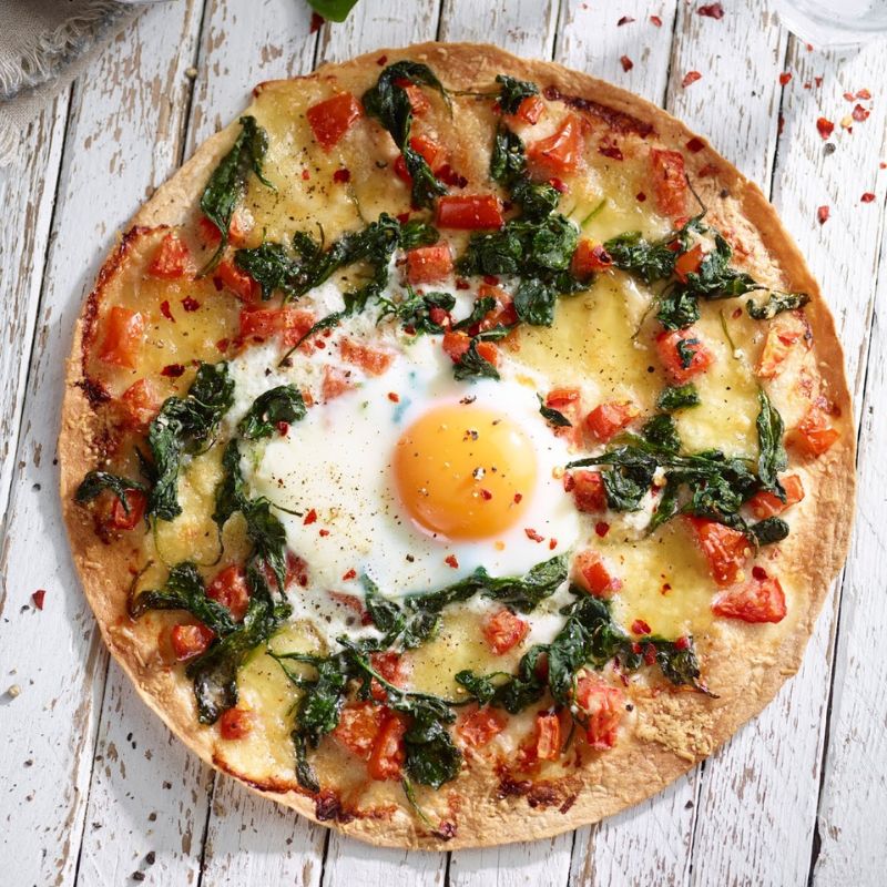 Spinach And Egg Wrap Pizza Recipe