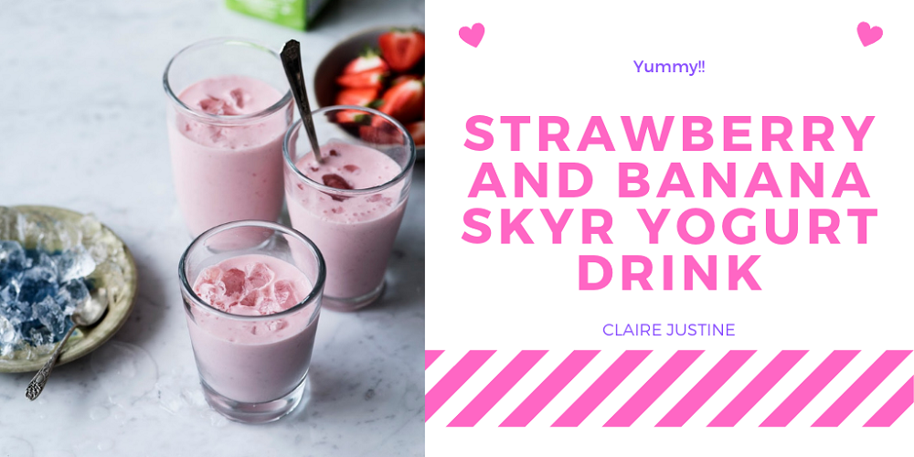 Strawberry And Banana Skyr Yogurt Drink.