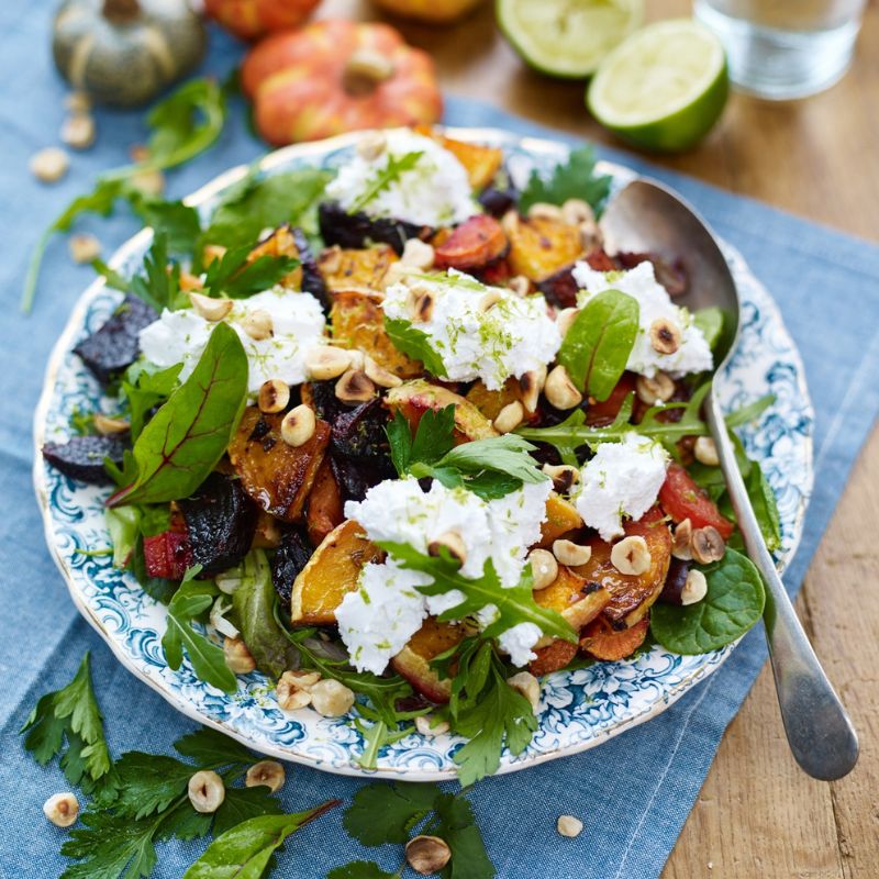 Cumin Roast Beetroot, Squash And Carrot With Herb Salad