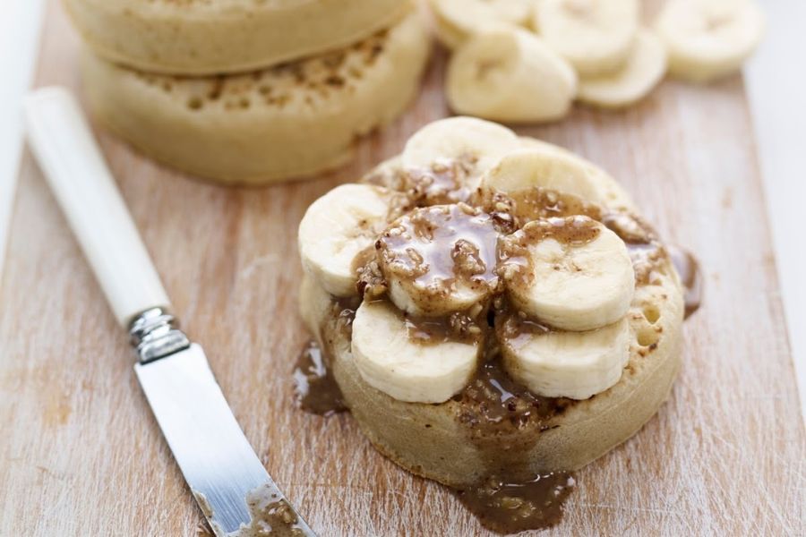Pecan and Banana Crumpets