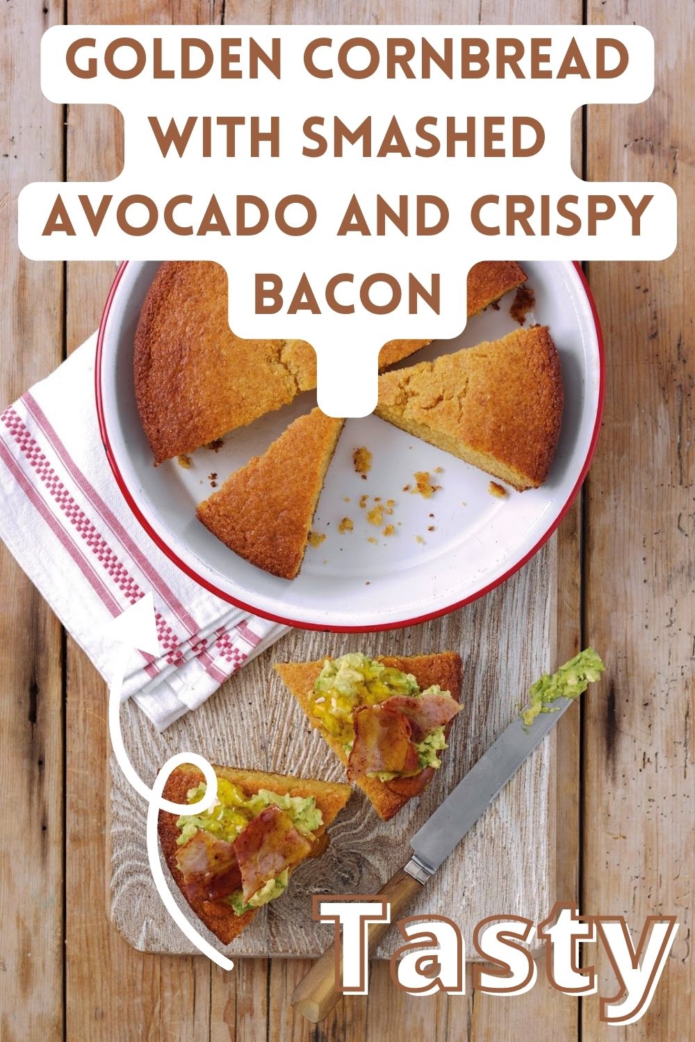 Golden Cornbread with Smashed Avocado and Crispy Bacon
