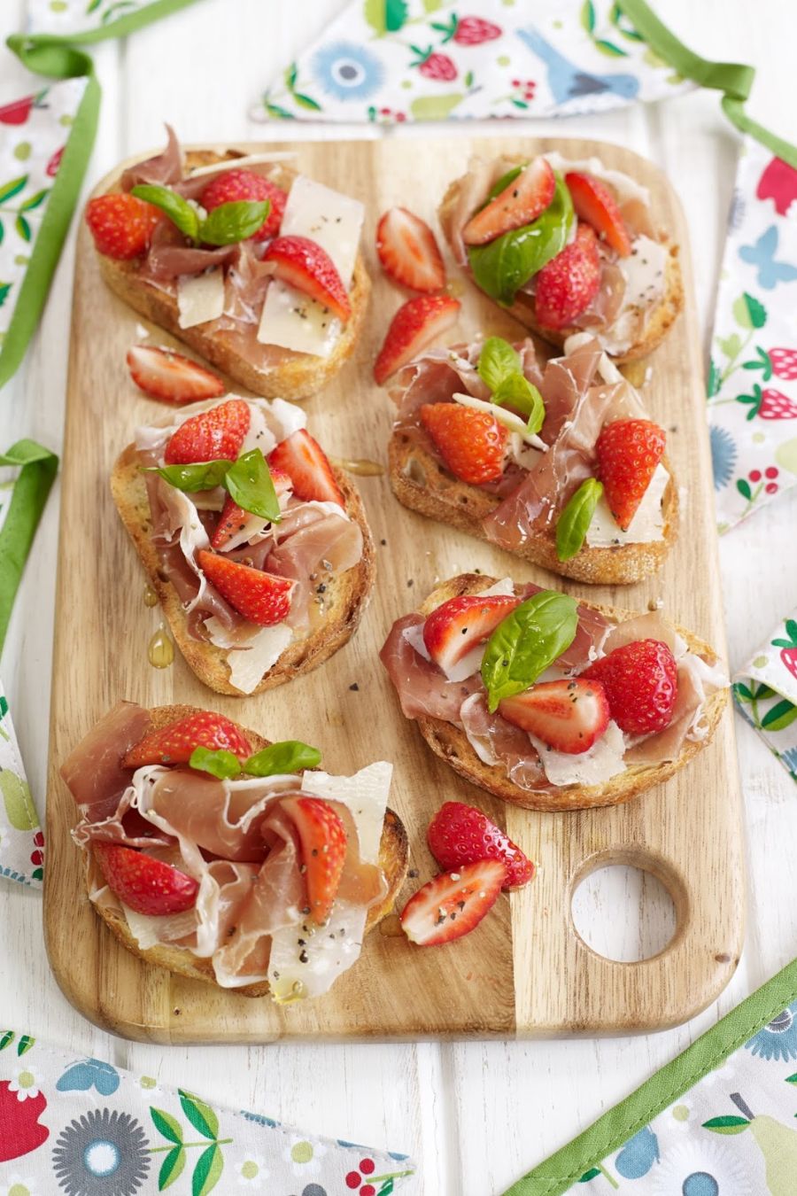 Strawberry Parma Ham and Parmesan Crostini