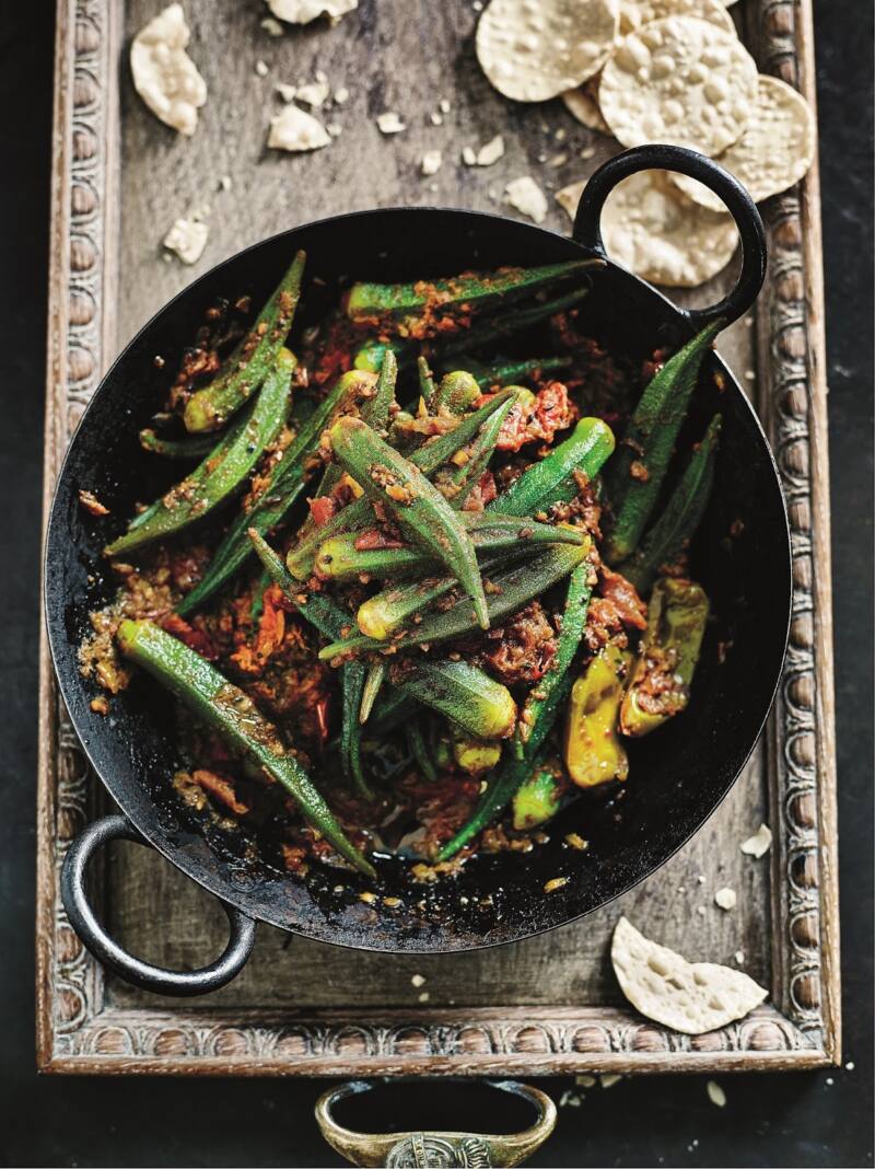 Four Seed-Spiced Okra With Tomatoes By Anjum Anand