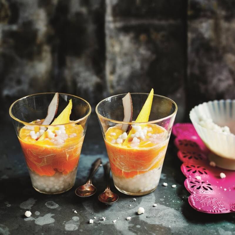 Chilled Mango, Coconut And “Pearl” Puddings