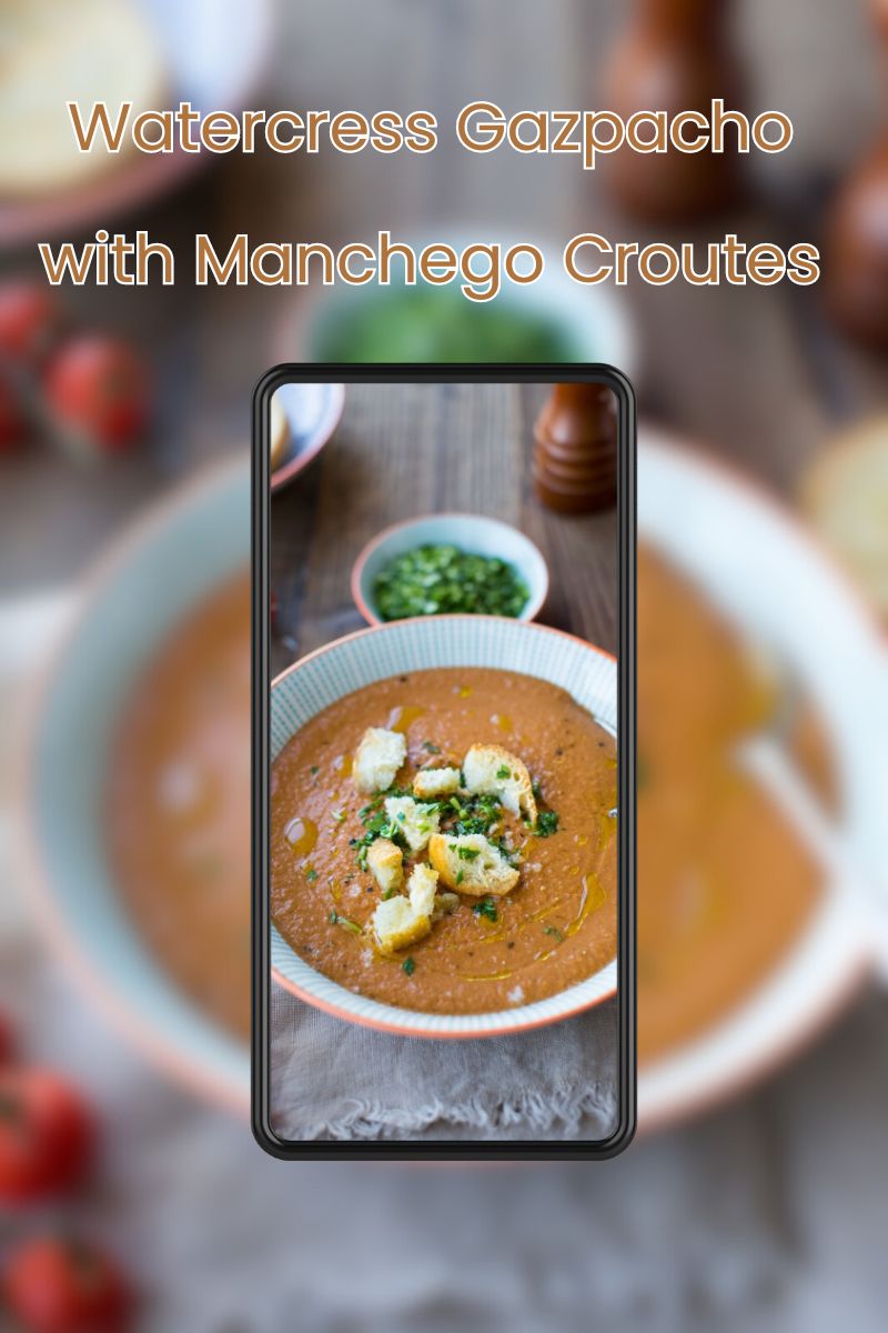 Watercress Gazpacho with Manchego Croutes