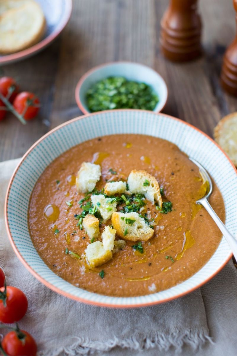Watercress Gazpacho with Manchego Croutes