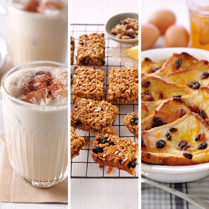 Iced Coffee Smoothie, Granola Oat Flapjacks, Marmalade Bread & Butter Pudding