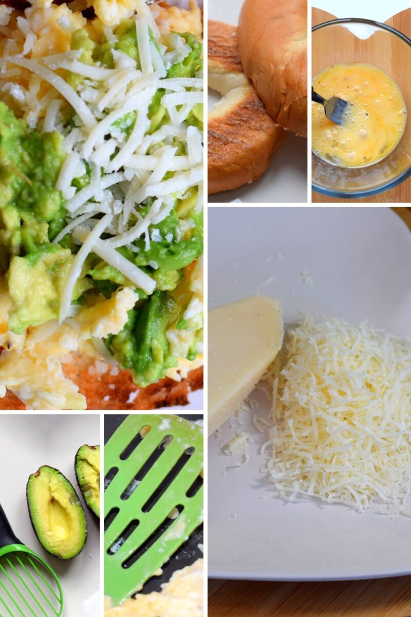 Scrambled Eggs, Avocado And Parmigiano Reggiano Bagels