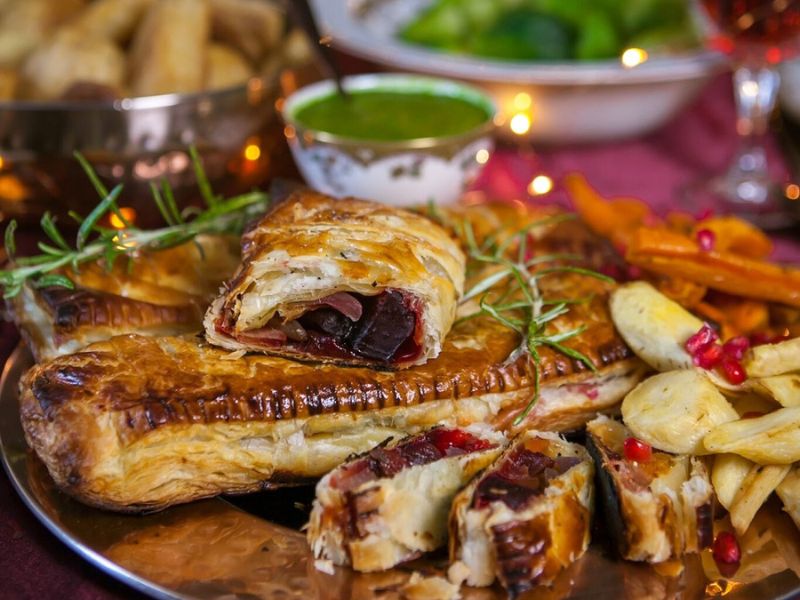 Vegan Chestnut And Beetroot Wellingtons With Watercress Pesto