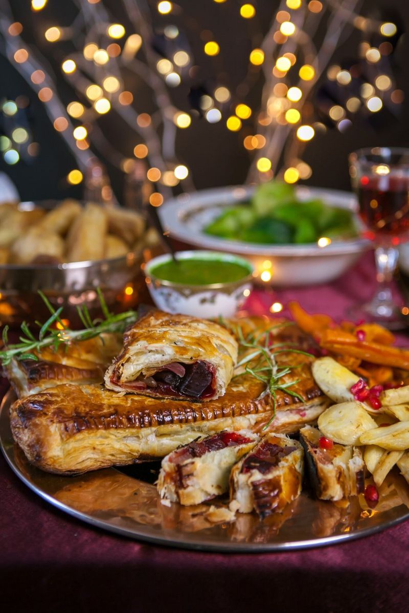 Vegan Chestnut And Beetroot Wellingtons With Watercress Pesto