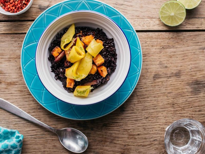 Sticky Coconut Black Rice With Mango And Lime