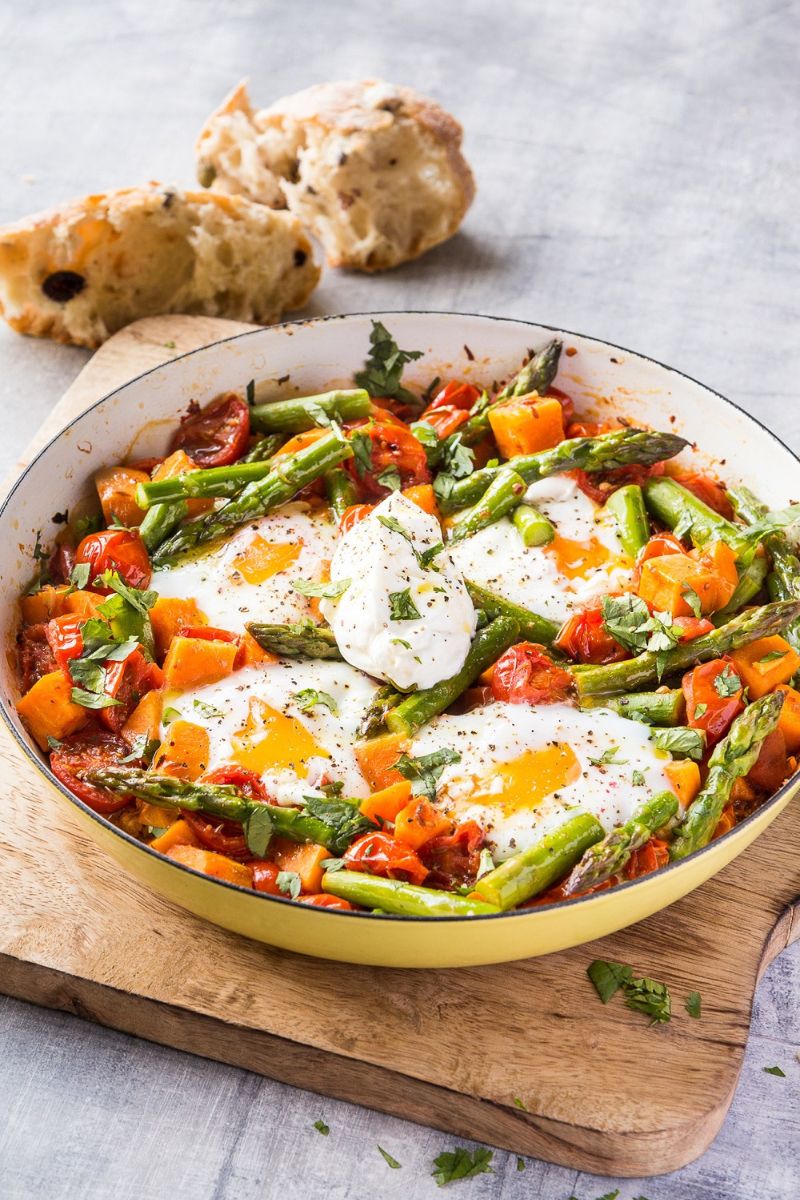 Asparagus, Sweet Potato And Tomato Shakshouka Recipe