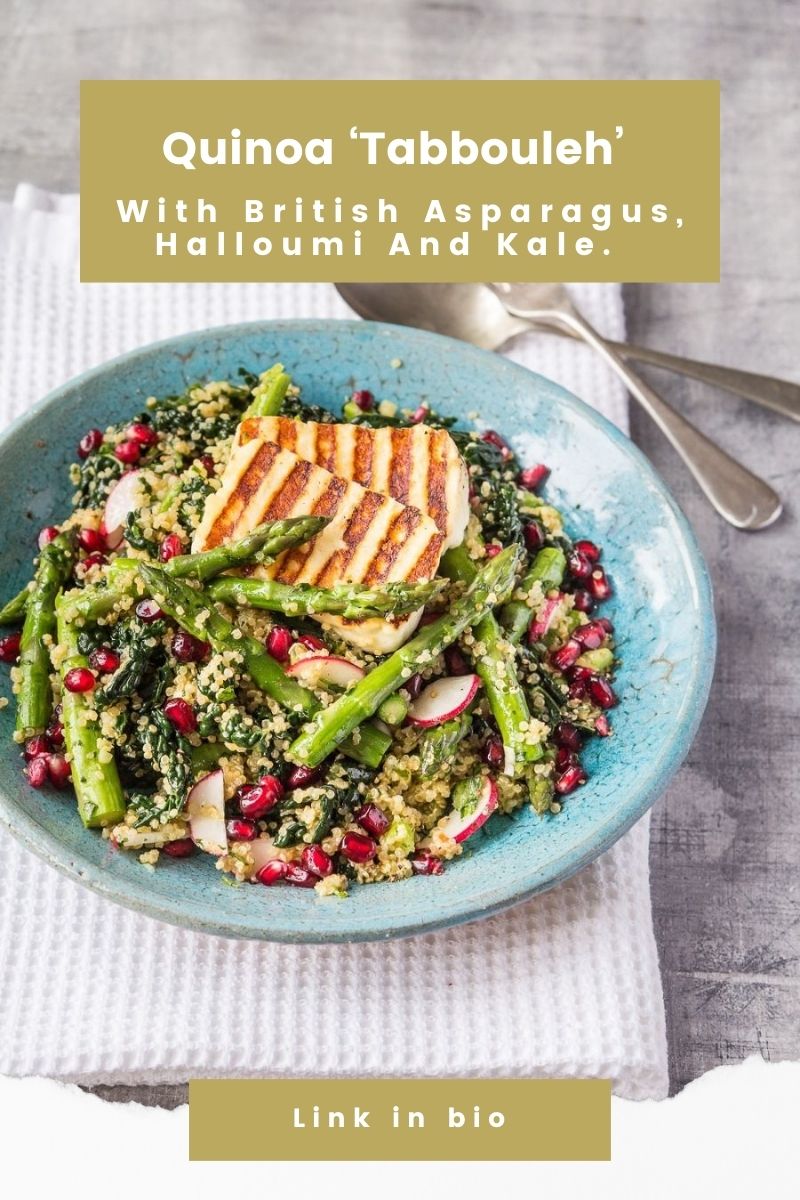 Quinoa ‘Tabbouleh’ With British Asparagus, Halloumi And Kale Quinoa ‘Tabbouleh’ With British Asparagus, Halloumi And Kale