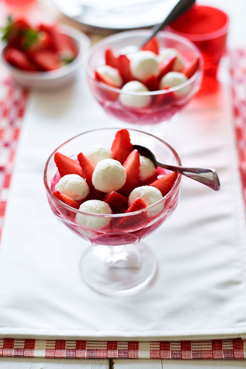 Strawberries, Roasted Rhubarb and Rosewater Labenh Balls Strawberries, Roasted Rhubarb and Rosewater Labenh Balls