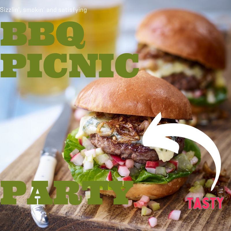 Blue Cheese Beef Burger With A Celery And Radish Salsa And Caramelised Shallots