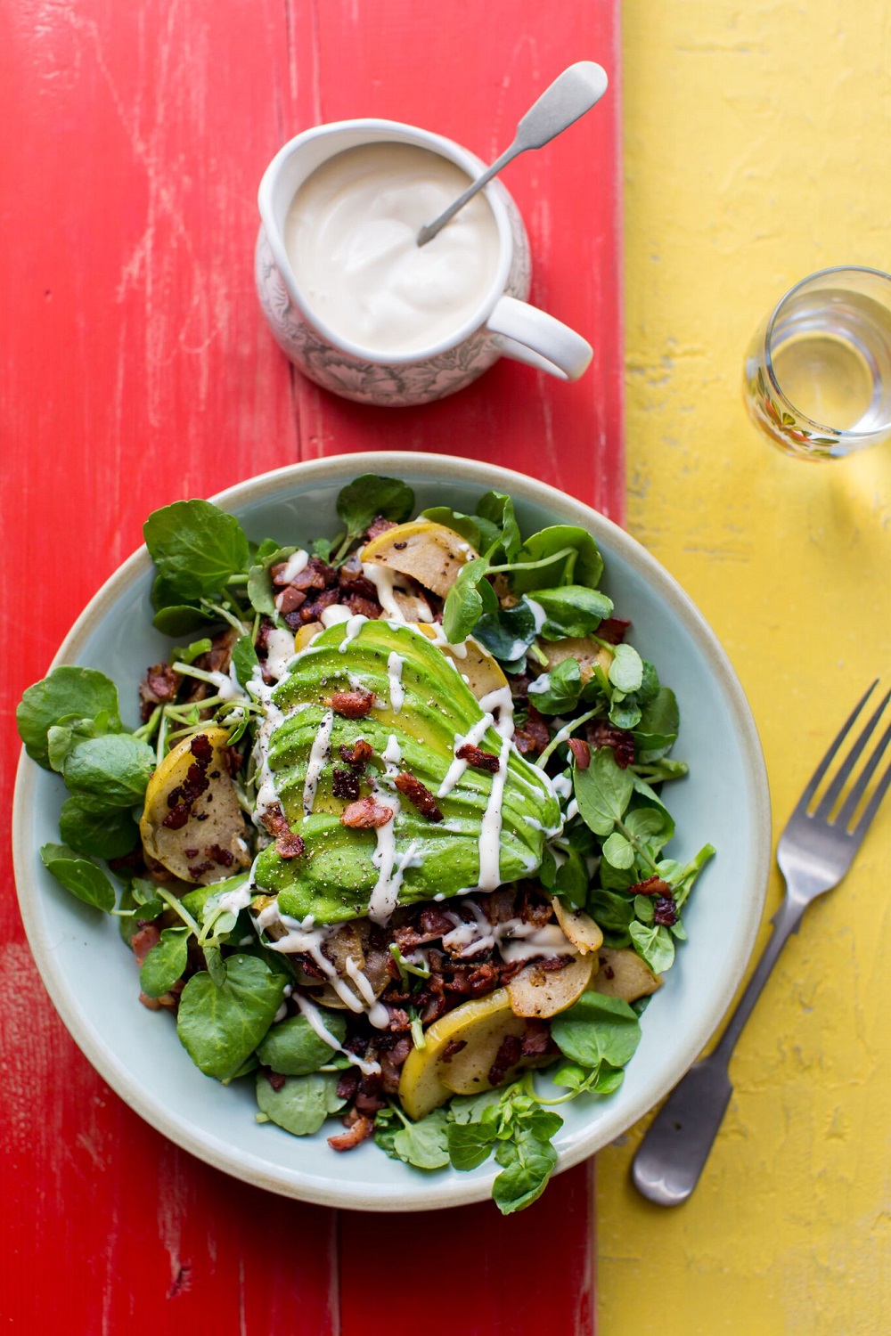 Watercress And Avocado Salad With Bacon And Apple