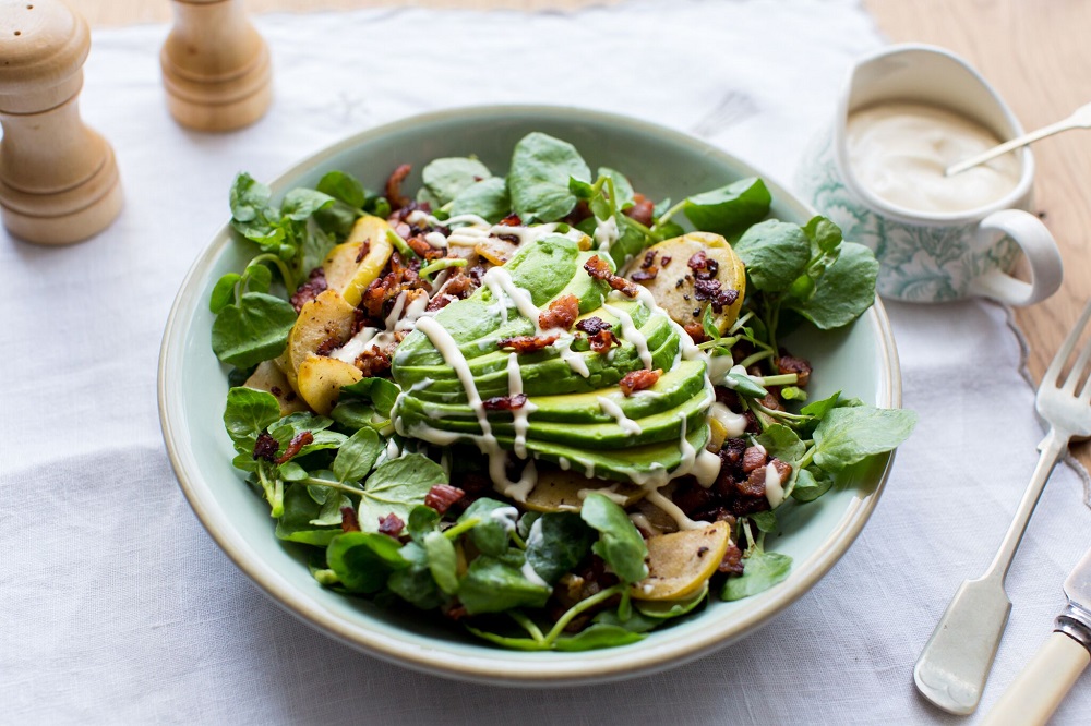 Watercress And Avocado Salad With Bacon And Apple