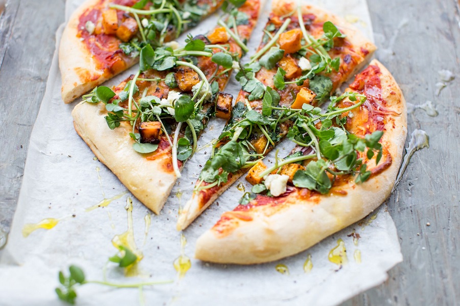 Watercress, Blue Cheese And Butternut Squash Pizza Watercress, Blue Cheese And Butternut Squash Pizza