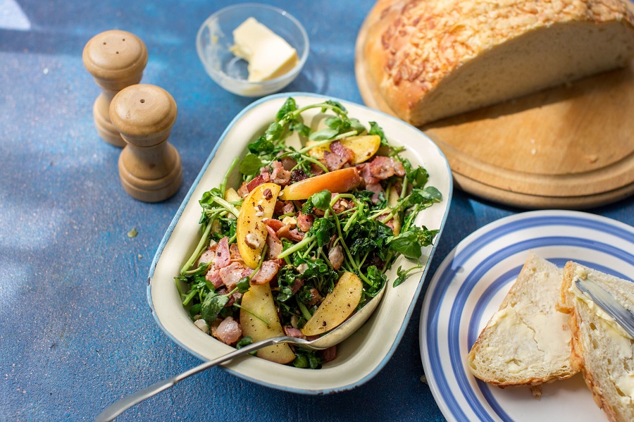 Warm Watercress, Bacon And Apple Salad.