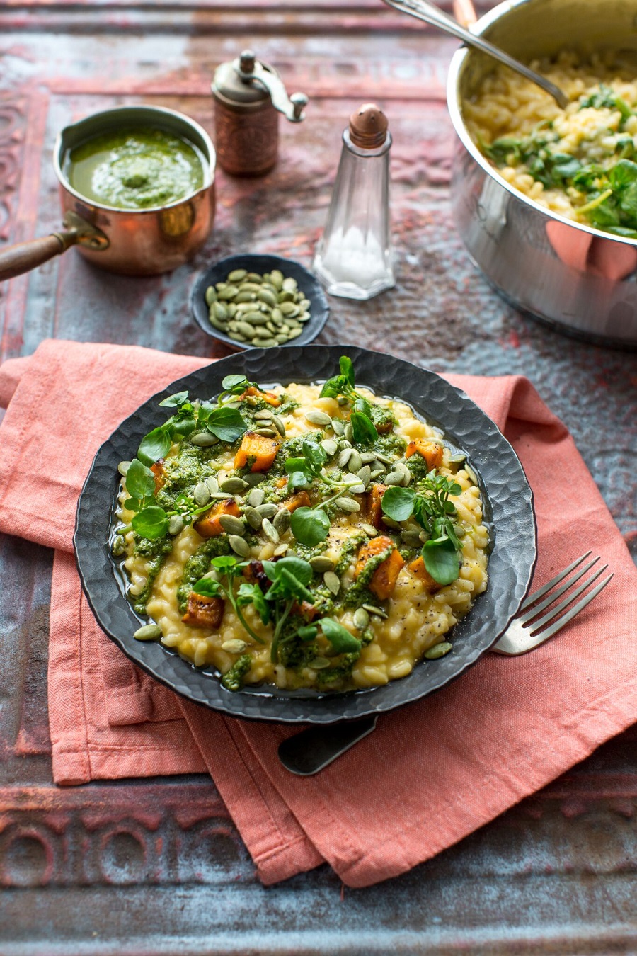 Pumpkin Risotto With Watercress Pesto