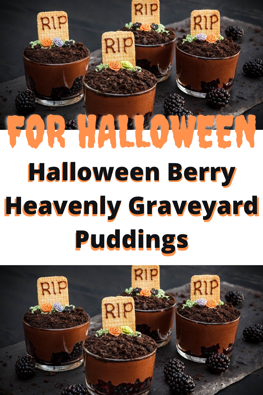 Halloween Berry Heavenly Graveyard Puddings. 