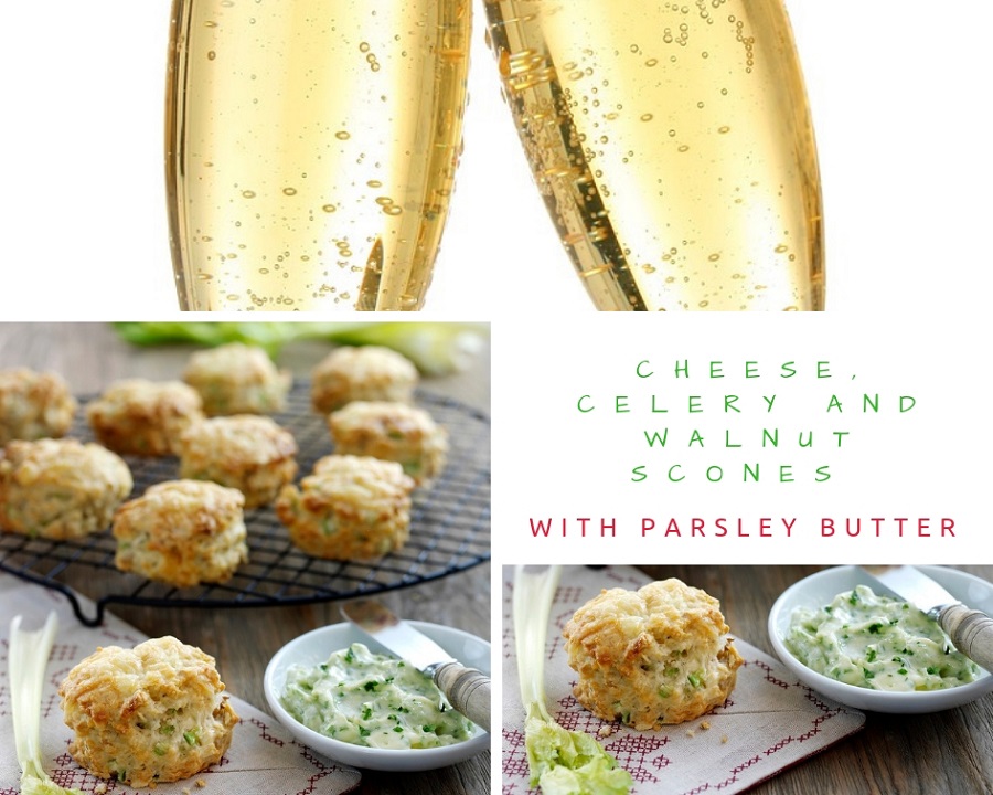 Cheese, Celery And Walnut Scones With Parsley Butter