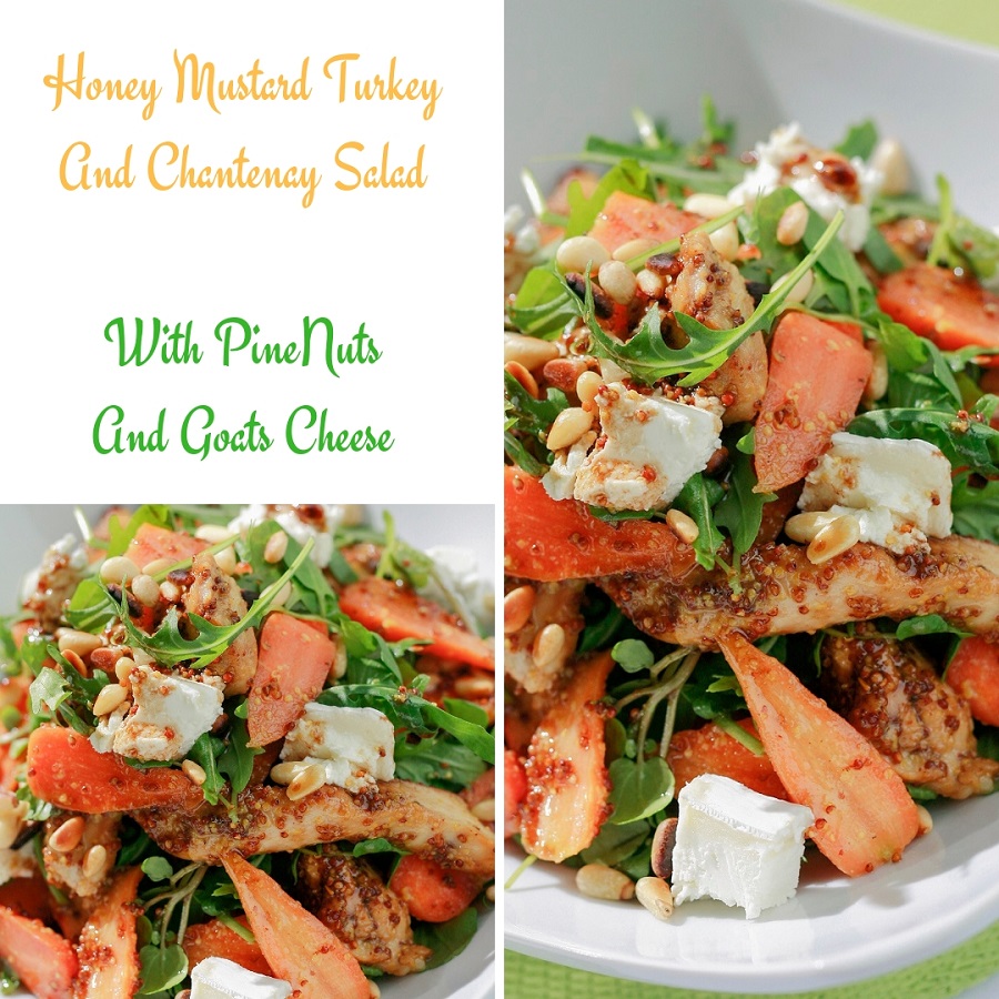 Honey Mustard Turkey And Chantenay Salad With Pine Nuts And Goats Cheese Honey Mustard Turkey And Chantenay Salad With Pine Nuts And Goats Cheese