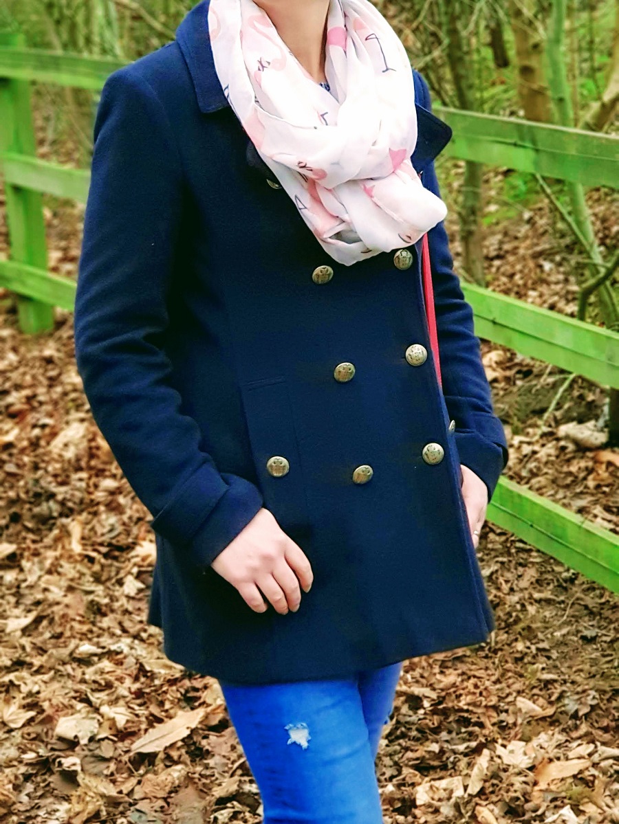 Styling A Pea Coat With Skinny Jeans And Trainers