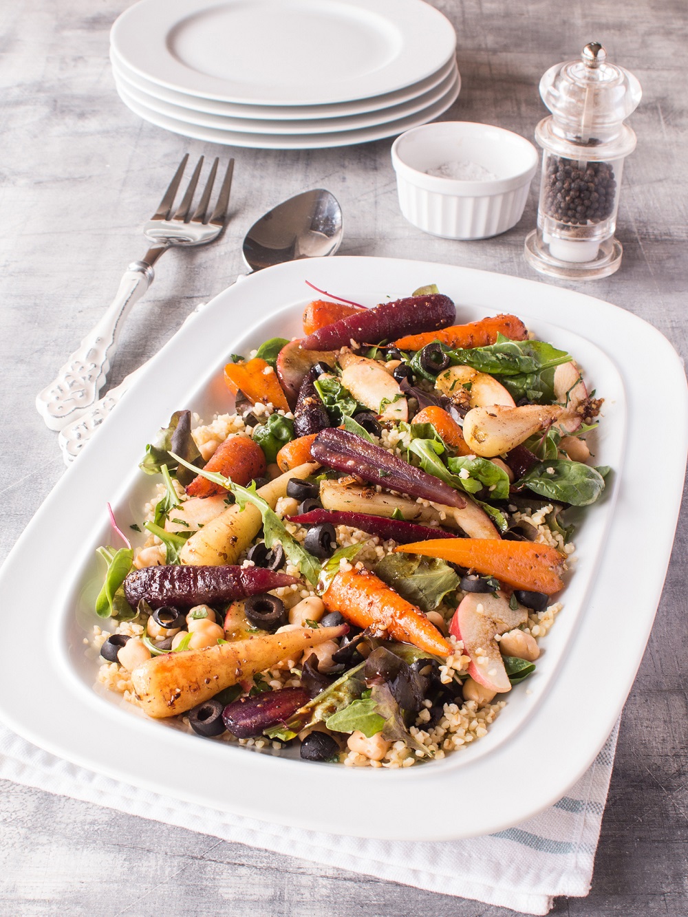 Chantenay Carrot, Bulgar Wheat And Chickpea Spicy Salad