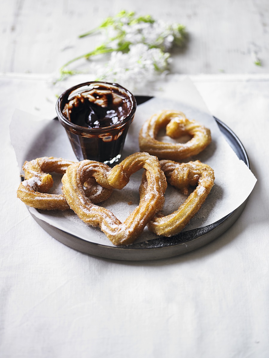 Heart-Shaped Churros With Hot Chocolate Dip Recipe