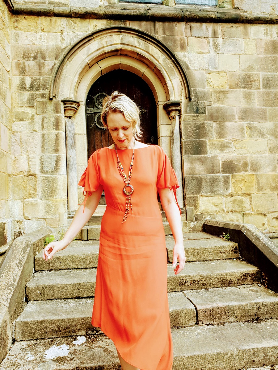 Orange Dress And Sandals