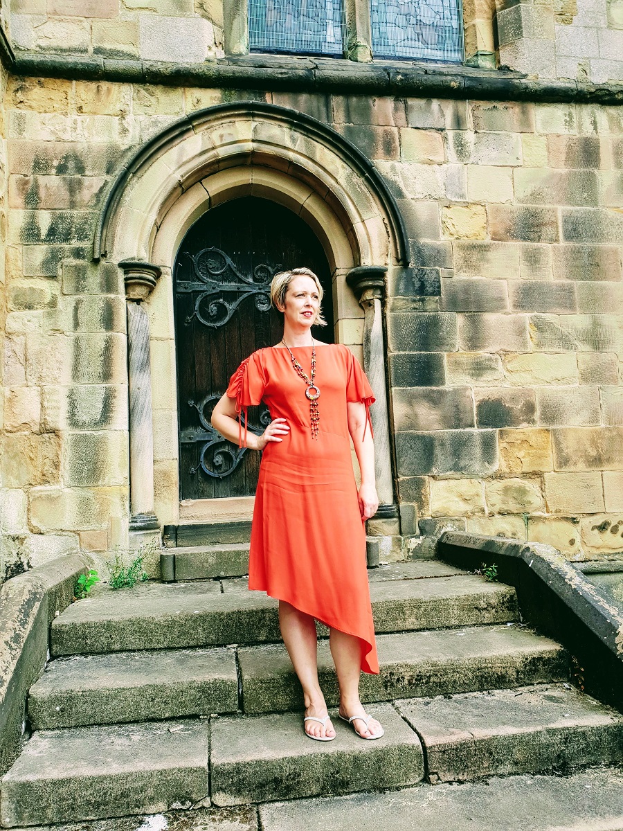 Orange Dress And Sandals